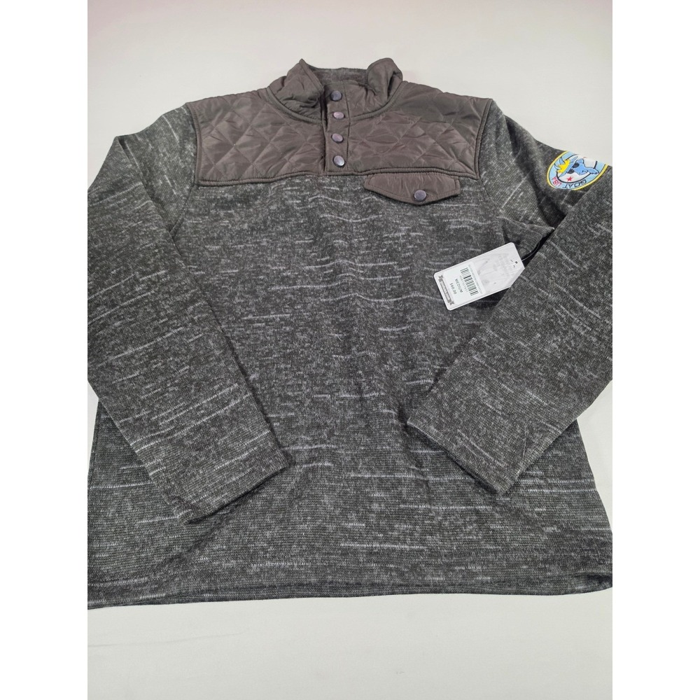 GOAT USA Mens Medium Charcoal Heather Quilted Yoke Quarter Snap Pullover GU-1709